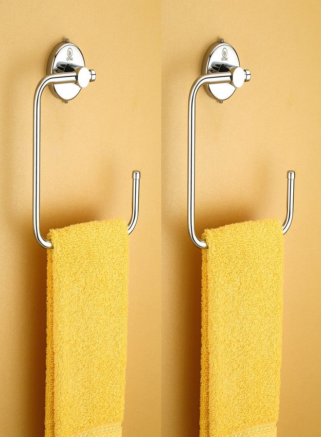 iSTAR Stainless Steel 304 Grade Chrome Finished Half Square Shape Towel Ring/Napkin Holder/Towel Hanger Pack of 2 - Image 1